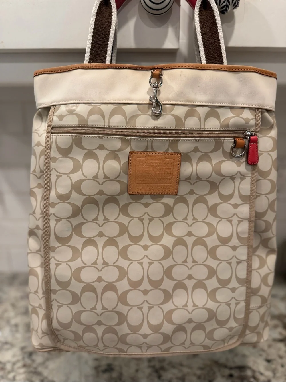 Coach y2k Canvas Backpack in Beige with Tan Trim